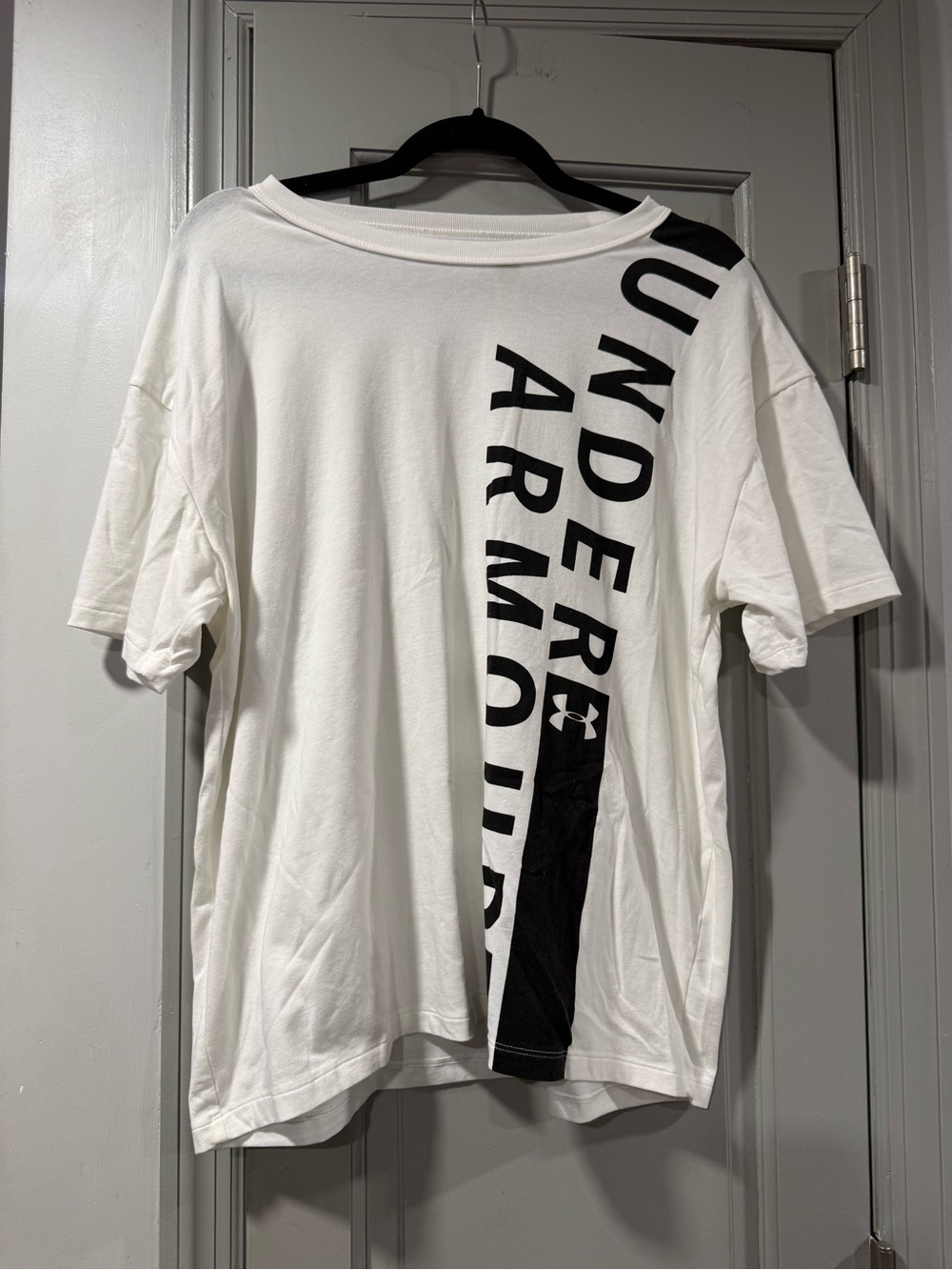 LG White Short Sleeve Tee with Black Vertical Logo